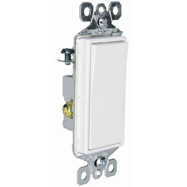 Pass & Seymour TM873WCC10 TradeMaster 3-Way Decorator Switch, White, 15A