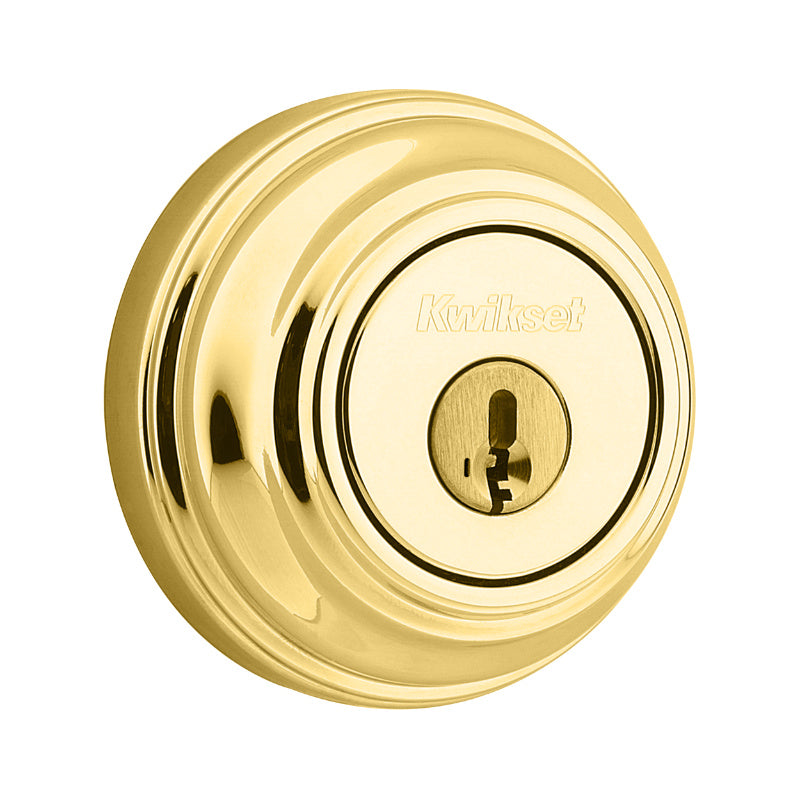 Kwikset® 980-3-SMT-CP-K4 Signature Single Cylinder Deadbolt, Polished Brass