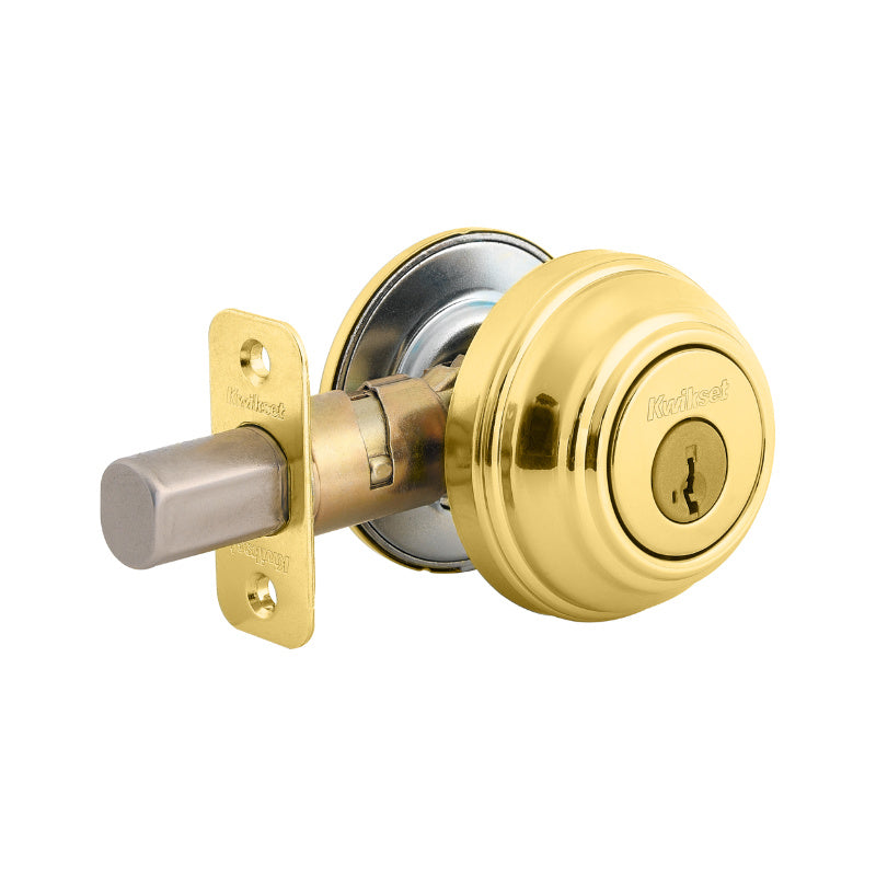 Kwikset® 980-3-SMT-CP-K4 Signature Single Cylinder Deadbolt, Polished Brass