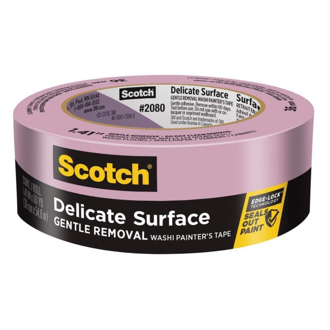 Scotch 2080-24NC Delicate Surface Painter’s Tape w/Edge-Lock, 0.94" x 60 YD