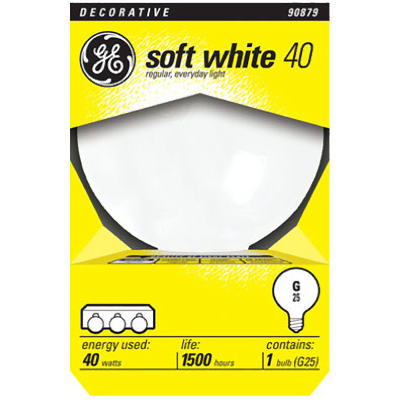 GE 12979 Lighting Globe Light Bulb, 40 W