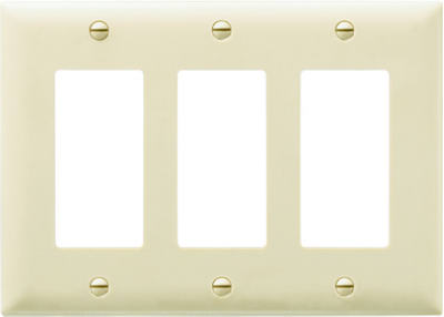 Pass & Seymour TP263ICC12 TradeMaster 3-Deco Nylon Wall Plate, 3-Gang, Ivory