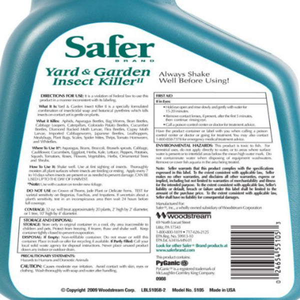 Safer® 5105 Yard & Garden Insect Killer Spray, Ready To Use, 32 Oz