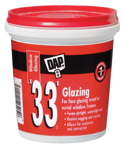 Dap® 12120 Glazing Compound, 1/2 Pint, White, #33