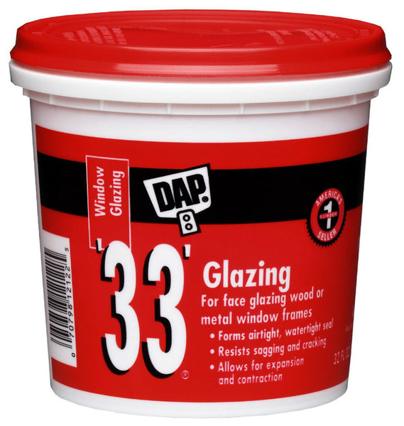 Dap® 12122 Glazing Compound, 1 Qt, White, #33