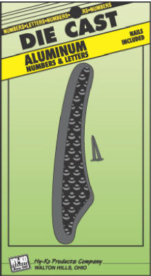 Hy-Ko DC-5/1 Die-Cast Aluminum Number 1 Sign with Nails, 4-1/2", Black