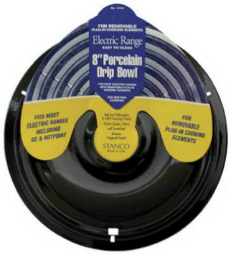 Stanco 414-8 Universal Porcelain Stove Bowl, Black Porcelain Finish, 8"