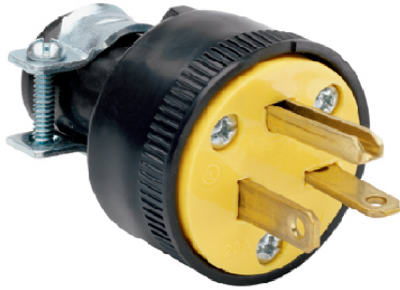 Pass & Seymour Heavy Duty Rubber Construction Plug, 20A, 250V, Black