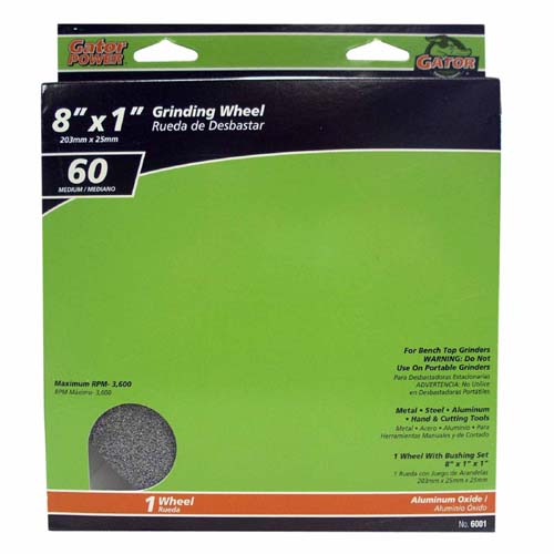 Gator 6001 Benchtop Grinding Wheel, 60 Grit, 8" x 1" x 1"