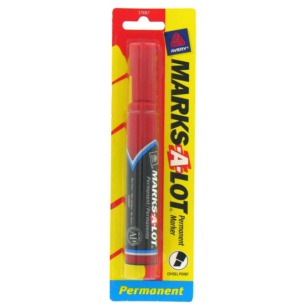 Avery 17887 Marks-A-Lot Regular Chisel Tip Permanent Marker, Red