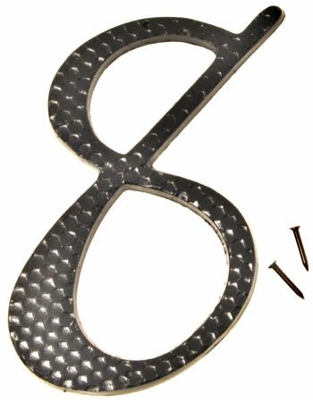 Hy-Ko DC-5/8 Die Cast Aluminum Number 8 Sign with Nails, 4-1/2", Black