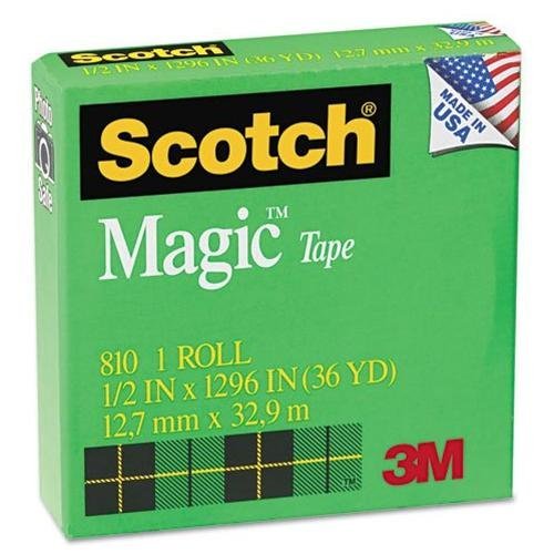 Scotch 810 Magic Transparent Tape, 1/2" x 36 Yards