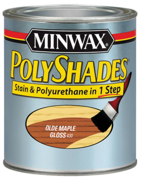 Minwax® 214304444 PolyShades® Stain/Polyurethane Gloss Finish, Olde Maple, 1/2 Pt