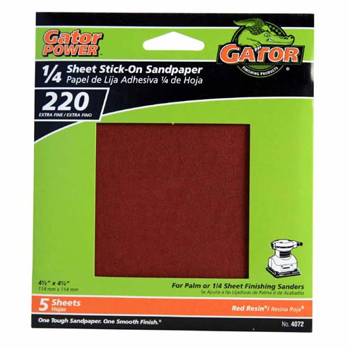 Gator 4072 Stick-On Sandpaper, 220 Grit, 4.5" x 4.5"