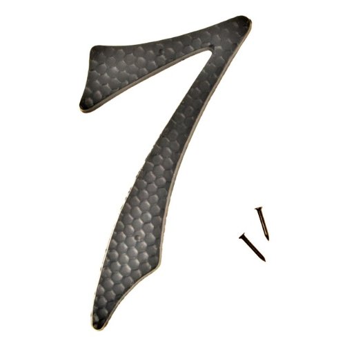 Hy-Ko DC-5/7 Die Cast Aluminum Number 7 Sign with Nails, 4-1/2", Black
