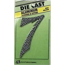 Hy-Ko DC-5/7 Die Cast Aluminum Number 7 Sign with Nails, 4-1/2", Black