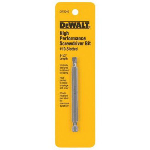 DeWalt® DW2040 High Performance Slotted Power Screwdriver Bit, #10, 3-1/2"