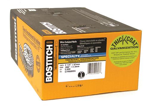 Bostitch® C7R90BDG Ring Shank Coil Siding Nails, 2-3/16" x 0.092, 3600-Count