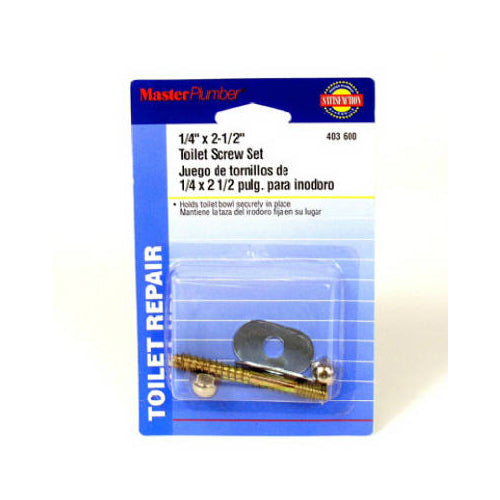Master Plumber 403600 Toilet Repair Screw Set, 1/4" x 2-1/2", Brass Plated