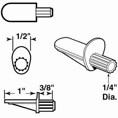Slide-Co 242155 Plastic Shelf Support Peg, 1/4" Dia, Clear, 12-Pack