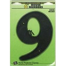 Hy-Ko 30209 Plastic House Number 9 Sign with Screws, 6", Black