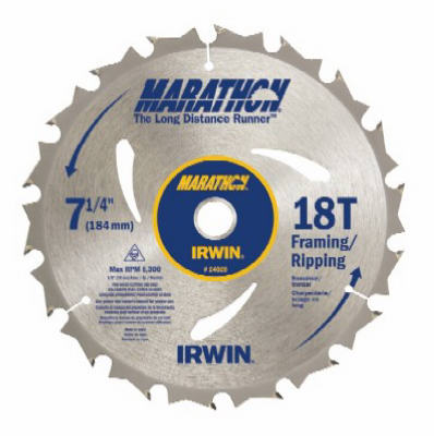 Irwin Tools 24028 Carbide Tipped Marathon® Circular Saw Blade, 7-1/4", 18T