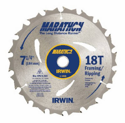 Irwin Tools 14028 Marathon® Carbide Tipped Circular Saw Blade, 7-1/4" 18T
