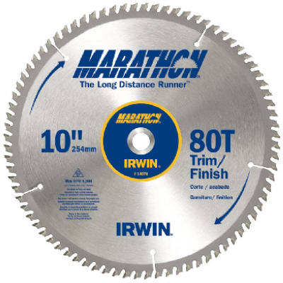 Irwin Tools 14076 Carbide Tipped Marathon® Circular Saw Blade, 10", 80T