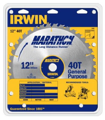 Irwin Tools 14080 Carbide Tipped Marathon® Circular Saw Blade, 12", 40T