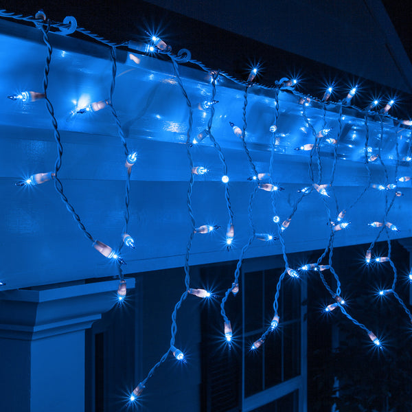 Holiday Wonderland 14087-88 Christmas Blue Icicle 300-Lights Set w/ White Wire