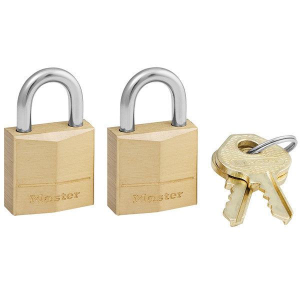 Master Lock 120-T Solid Brass 3-Pin Padlock, 3/4", 2-Pack