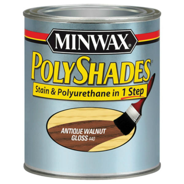 Minwax  61440 PolyShades Stain & Polyurethane Gloss Finish, Antique Walnut, 1 Qt
