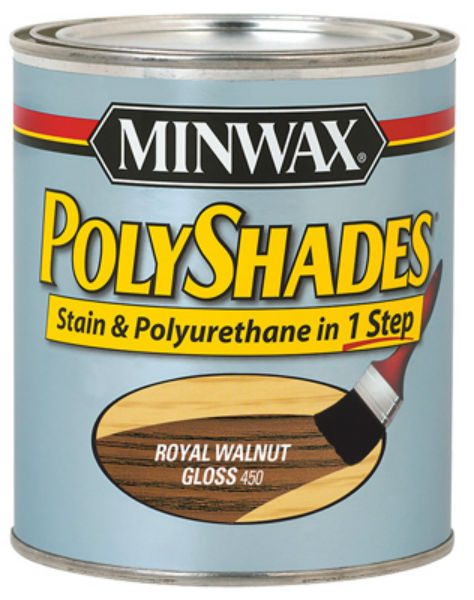 Minwax® 214504444 PolyShades® Stain/Polyurethane Gloss Finish, Royal Walnut, 1/2 Pt