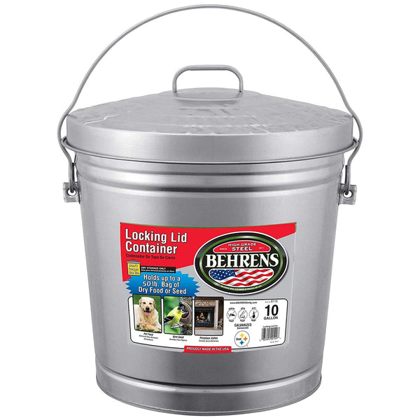 Behrens 6110 Galvanized Steel Locking Lid Can, 10 Gallon