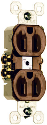 Pass & Seymour TradeMaster Standard Duplex Outlet, 15A, 125V, Brown