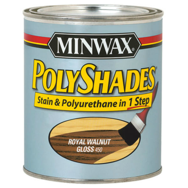 Minwax® 61450 PolyShades® Stain & Polyurethane Gloss Finish, Royal Walnut, 1 Qt