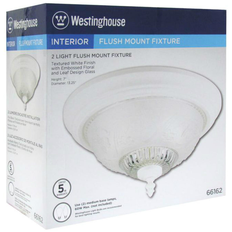 Westinghouse 66162 2-Light Interior Flush-Mount Ceiling Fixture, Textured White