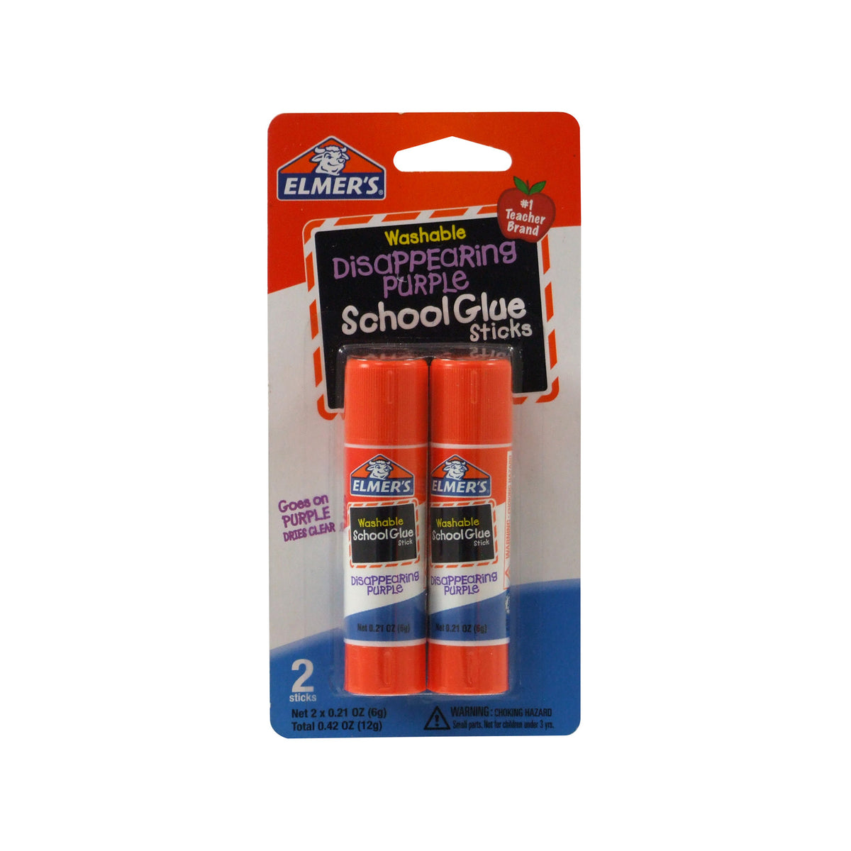 Elmer's School Glue Sticks, Disappearing Purple - 2 pack, 0.21 oz each
