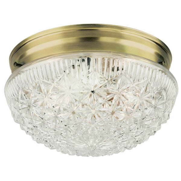 Westinghouse 66610 Two-Light Flush-Mount Interior Ceiling Fixture, Antique Brass