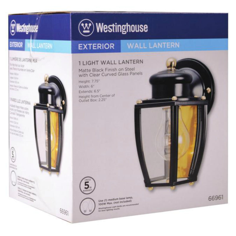 Westinghouse 66961 One-Light Exterior Wall Lantern, Matte Black Finish
