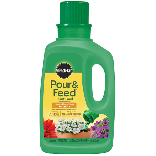 Miracle-Gro 1006002 Pour & Feed Liquid Plant Food, 02-0.02-0.02, 1 Qt