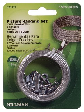 Hillman 121127 Medium Weight Picture Hanging Set, 20 Lb