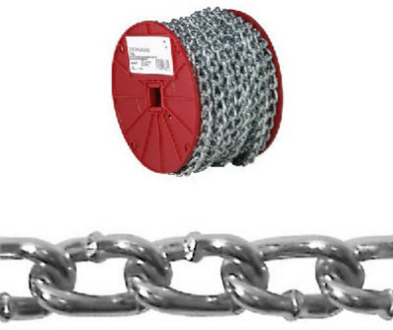 Campbell® 0726627 Twist Link Machine Chain, 125', Zinc Plated