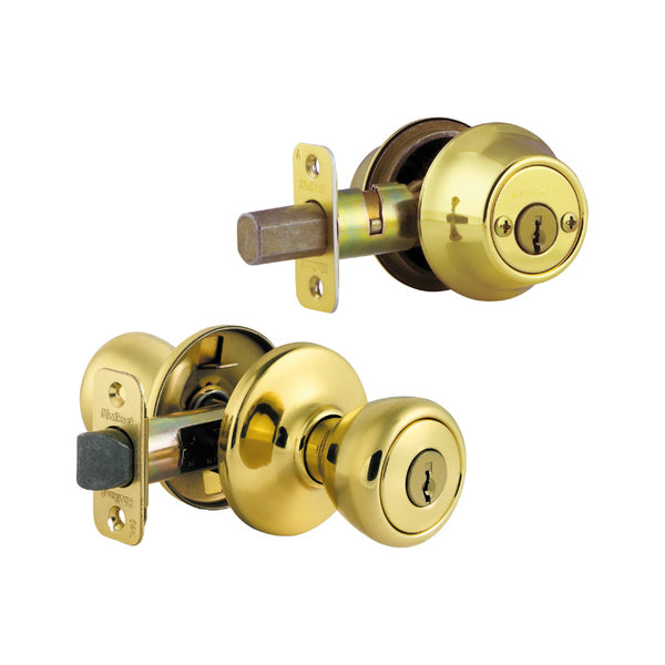 Kwikset® 695T-3-CP-CODE-K6 Tylo Double Cylinder Combo Pack, Polished Brass