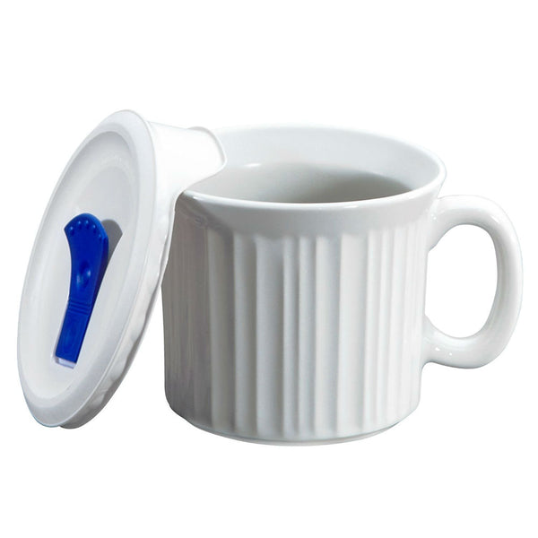 Corningware® 1035985 Pop-Ins® Mug with Vented Lid, French White, 20 Oz