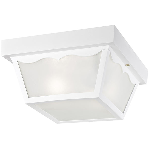 Westinghouse 66976 Two-Light Flush-Mount Outdoor Fixture w/ Glass Panel, White