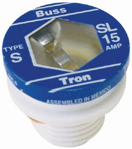 Cooper Bussmann SL-15PK4 Type SL Plug Fuse, 15 Amp, 125 Volts, 4-Pack