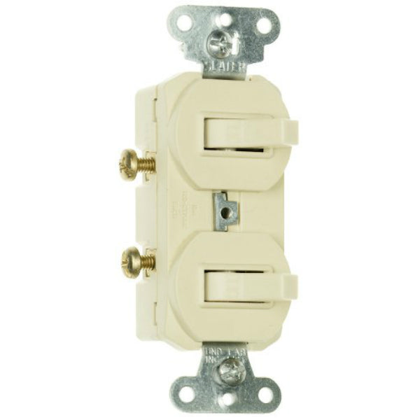 Pass & Seymour 690IGCC6 Grounding 2-Single Pole Switch, Ivory, 15A, 120/277V