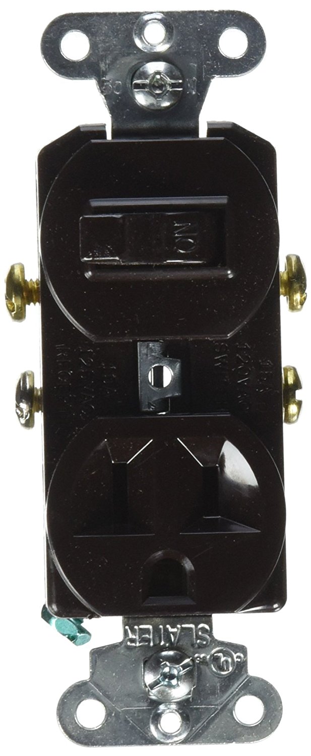 Pass & Seymour 691 Combination Single-Pole Switch & Single Receptacle, Brown