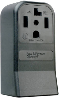 Pass & Seymour Straight Blade Receptacle, 30A, Black